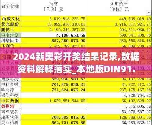 2024新奥彩开奖结果记录,数据资料解释落实_本地版DIN91.94
