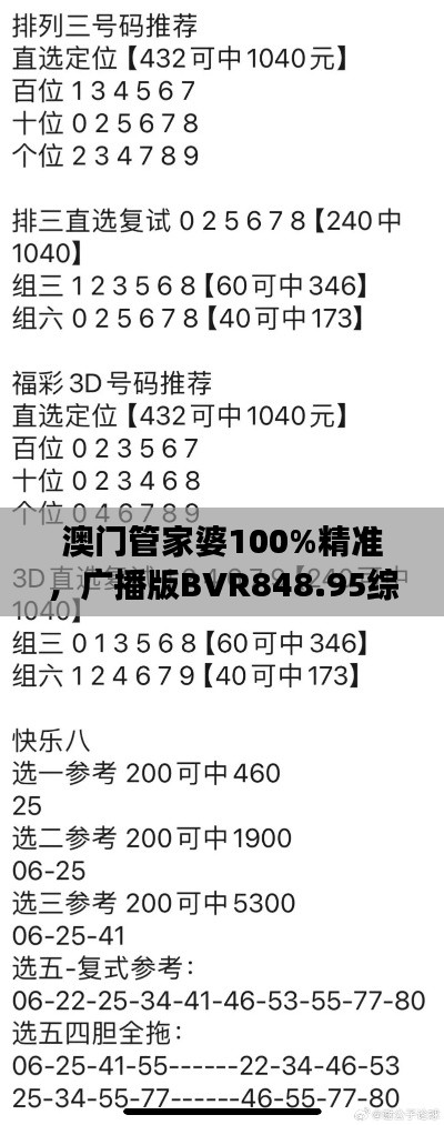 澳门管家婆100%精准,广播版BVR848.95综合计划解读