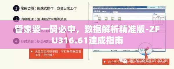 管家婆一码必中,数据解析精准版-ZFU316.61速成指南