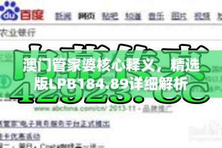 澳门管家婆核心释义,精选版LPB184.89详细解析
