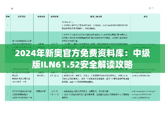 2024年新奥官方免费资料库:中级版ILN61.52安全解读攻略