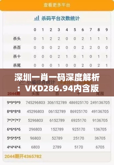 深圳一肖一码深度解析:VKD286.94内含版全面揭秘