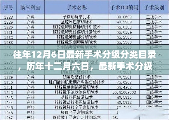 历年十二月六日最新手术分级分类目录深度解读与影响回顾，手术分级的新变化与意义探讨