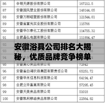 安徽浴具公司排名大揭秘，优质品牌竞争榜单揭晓！